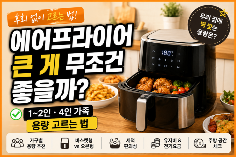에어프라이어 큰 게 무조건 좋을까? 1~2인·4인 가족 용량 고르는 법