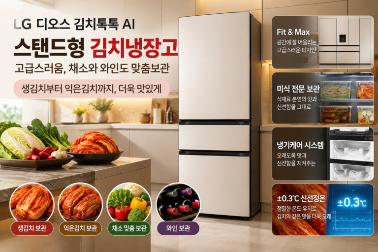 LG 디오스 AI 김치톡톡 Fit & Max 386L 스탠드형｜가격·김치 보관 기능·장단점 총정리